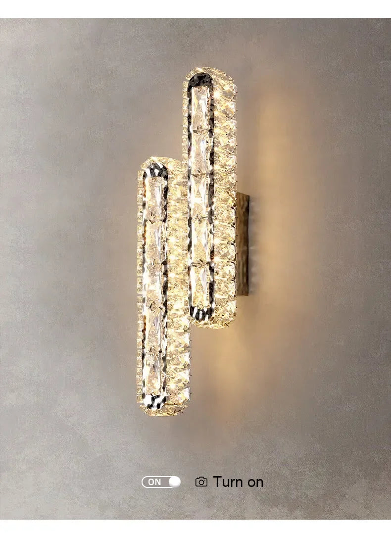Postmodern Luxury Linear Crystal Wall Light Gold Metal Base G9 Led Wall Sconce 4 Styles Optional Bedroom Bathroom Hotel Lobby