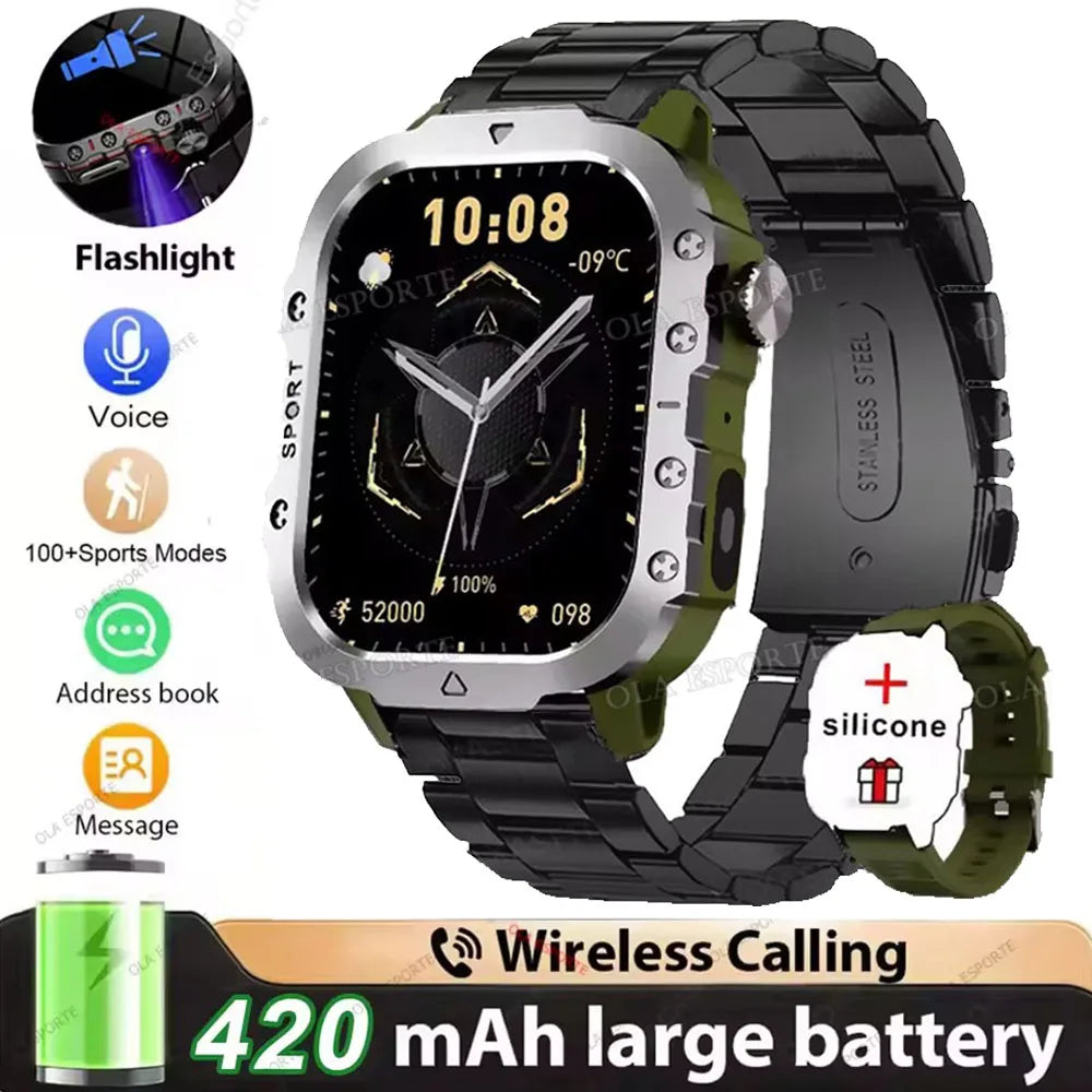 2026 New Military Smart Watch Men IP68 5ATM Outdoor Sports Fitness Tracker Health Monitoring 1.81Inch Bluetooth Calls Smartwatch