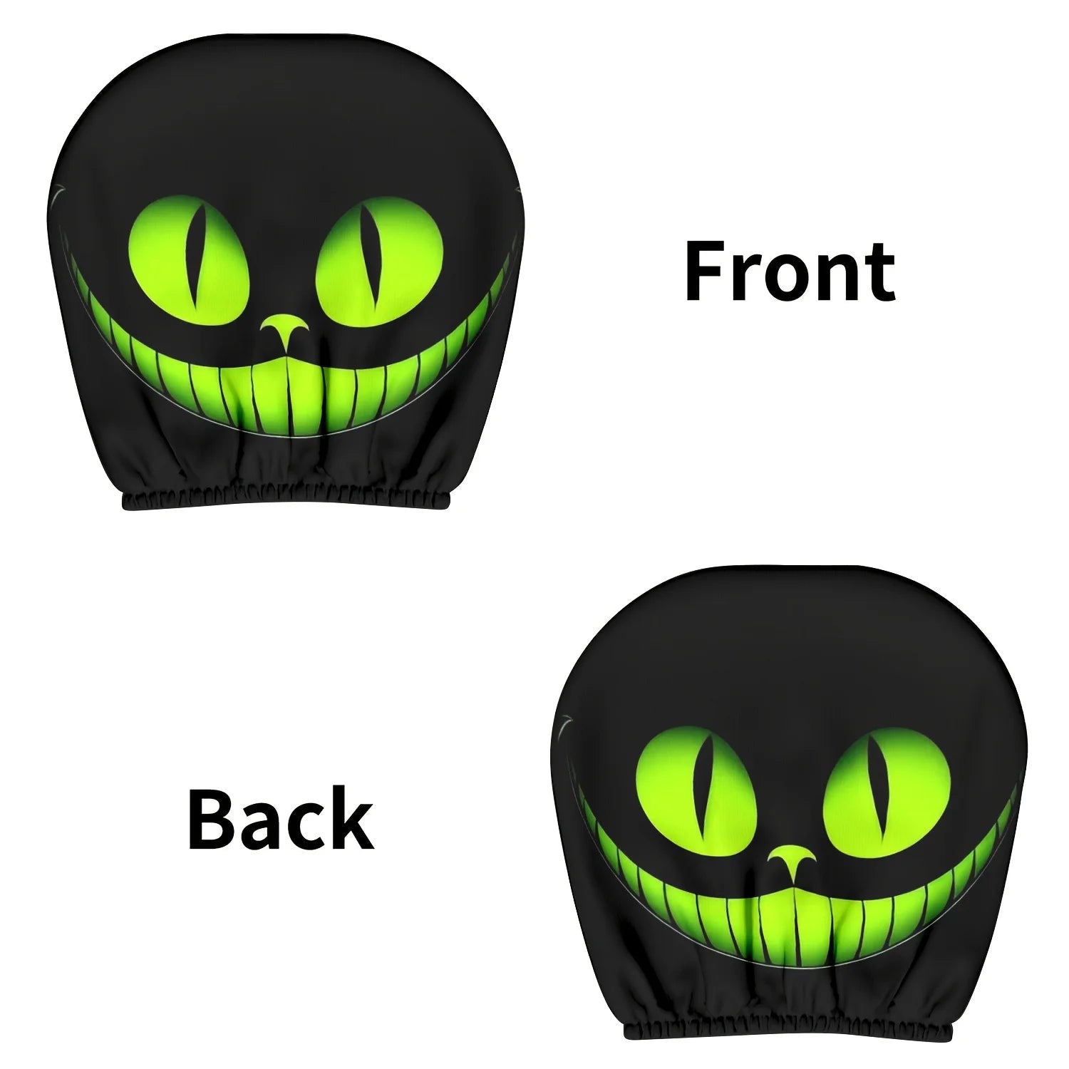 2pcs Fantasy Smile Mystical Cat Eye Universal Car Seat Headrest Covers Car Accessories Holiday Gift Decorative Protective Cover