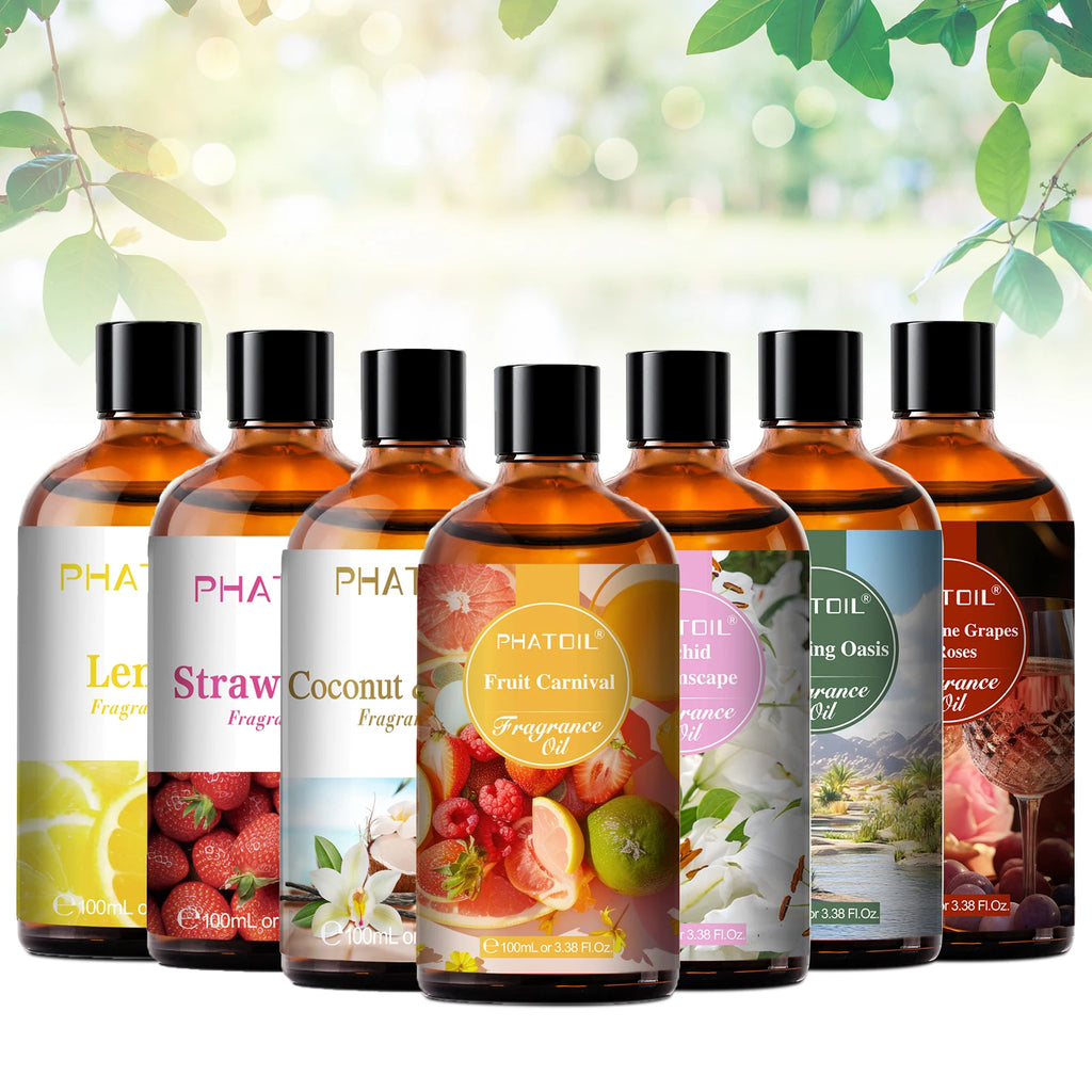 PHATOIL 1PCS 100ml Fragrance Oil For Diffuser Aromatherapy Fruit Carnival Coconut & Vanilla Almond Vanilla Strawberry Aroma Oils
