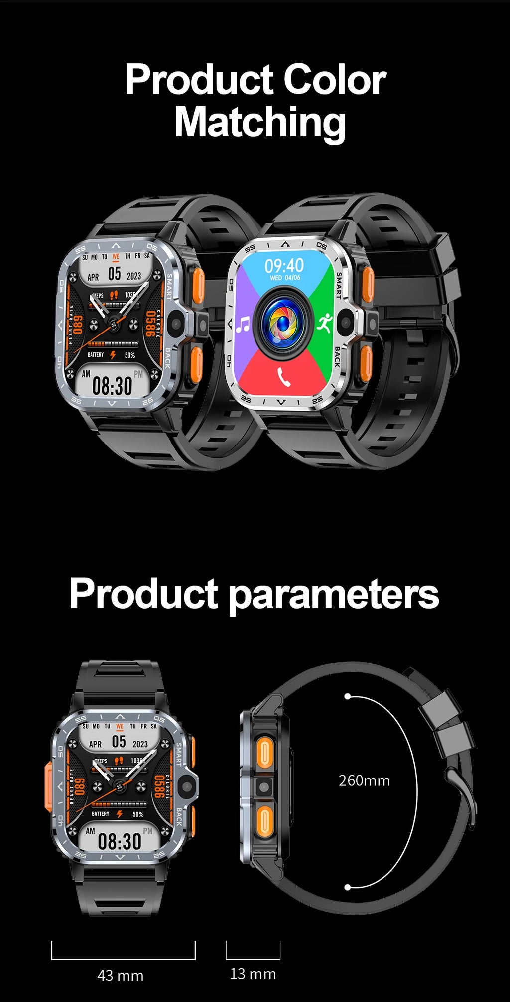 4G Smart Watch Android 8.1 4GB RAM 128G ROM Wifi Dual Camera SIM Card Fitness Tracker Google Play Heart Rate Rugged Smartwatch