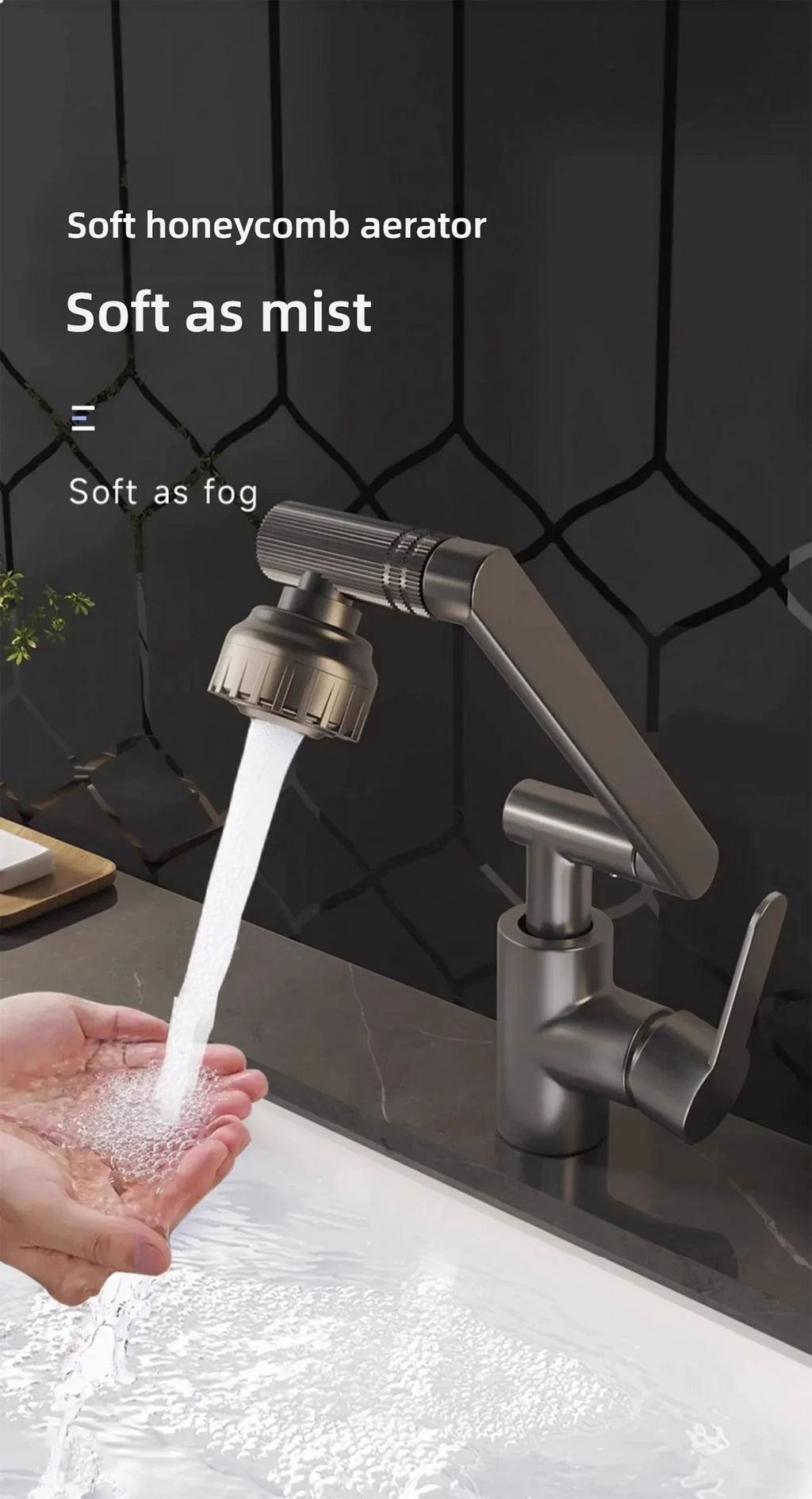1080° Swivel Kitchen Sink Faucet Bathroom Sink Faucet Basin Faucet Multifunction Cold and Hot Water Tap
