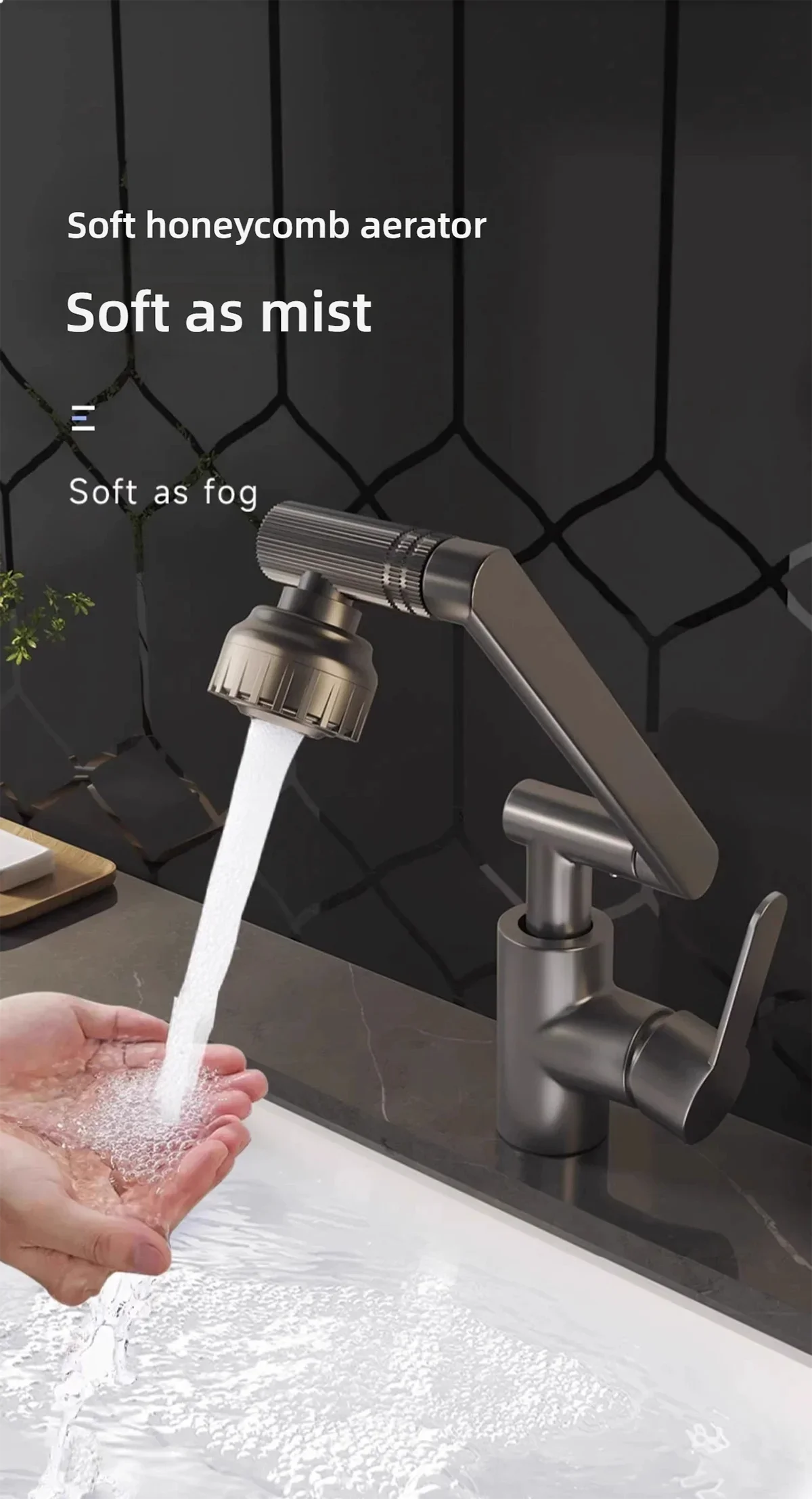 1080° Swivel Kitchen Sink Faucet Bathroom Sink Faucet Basin Faucet Multifunction Cold and Hot Water Tap