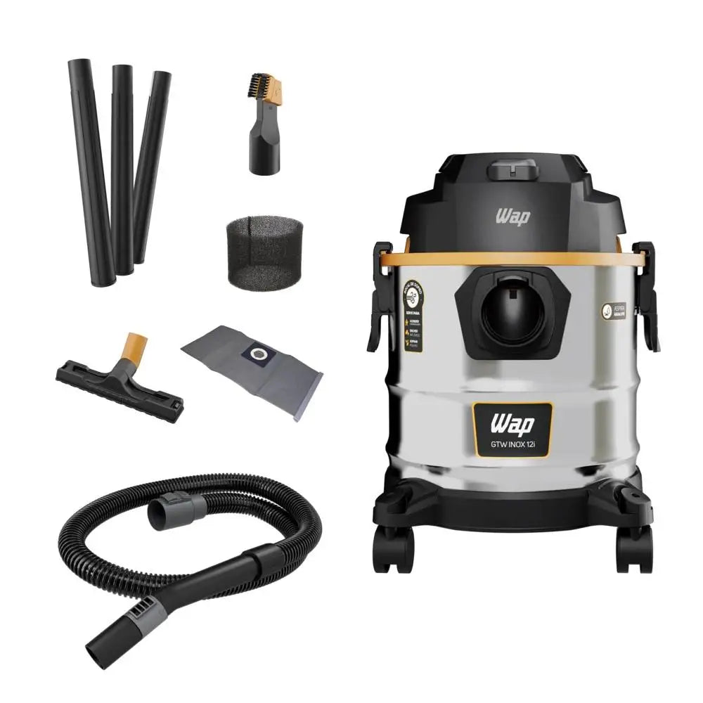 Water and Vacuum Cleaner GTW INOX 12I, 220V, 1600W, Stainless Steel, Black and Yellow, WAP