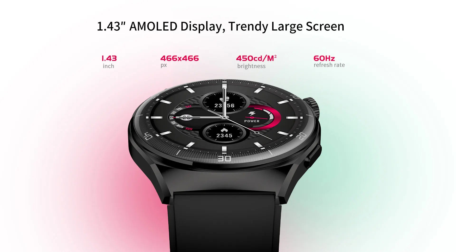Aurafit Smartwatch NEXA 2/AM05 Bluetooth Chamada, Tela AMOLED 1.43", IP68, Monitor Cardíaco e SpO2, Bateria 300mAh metal de luxo