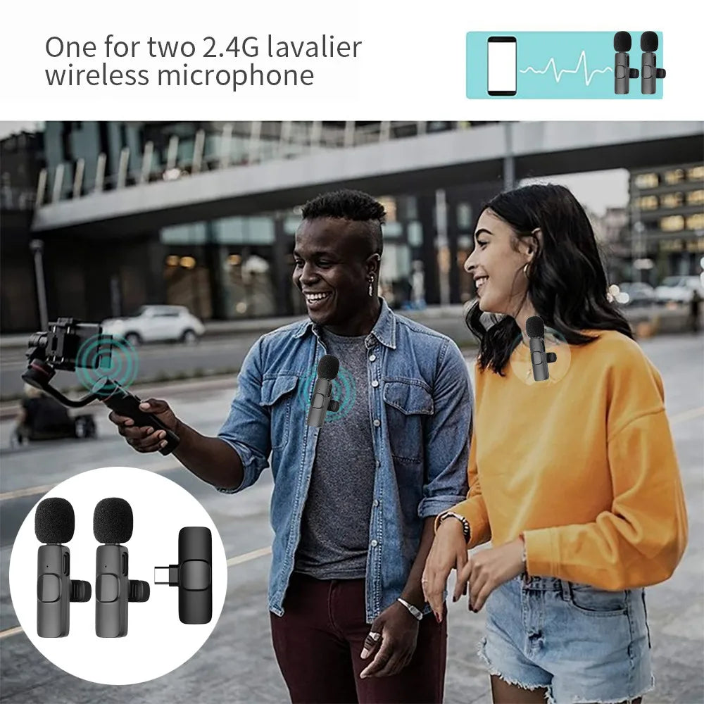 Lavalier Wireless Microphone 80mAh Rechargeable Battery Clip-On Podcast Mic for Streaming Vlogging Voice Recording Plug & Play