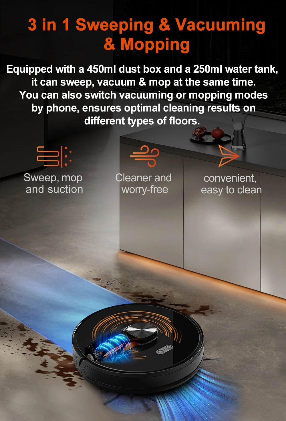 Robot Vacuum Cleaner ABIR X9,Laser Lidar,6500pa Suction,UV Cleaning, Multi-Floor Map,APP Restricted Area,Smart Home Wet Dry Mop
