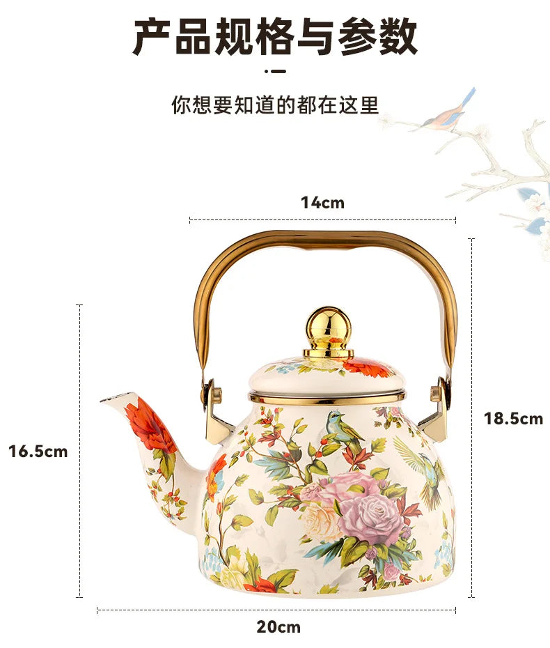 1.2L Household Enamel Boiling Kettle Outdoor Kitchen Cookware Can Make Coffee Milk Boiling Water Kettle