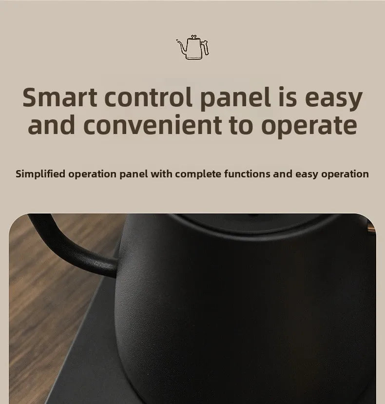 1000ML Stainless Steel Gooseneck Electric Kettle with Digital Temperature Control for Precise Brewing of Coffee and Tea