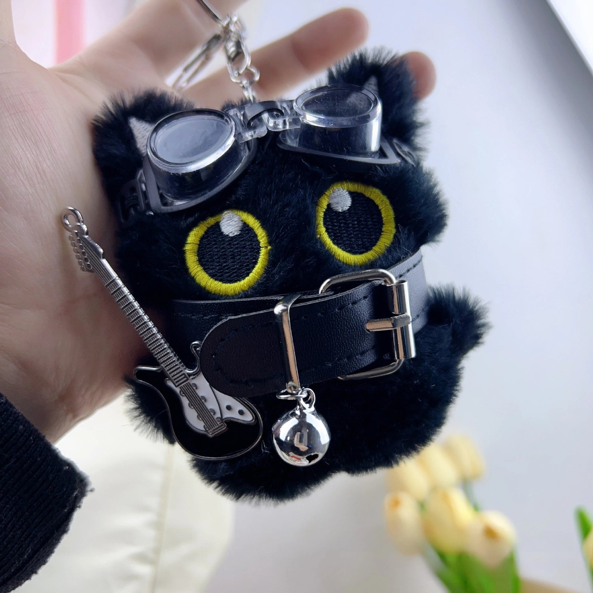 Punk Style Black Cat Keychain Cute Big Eye Cat Bag Charm  Gift