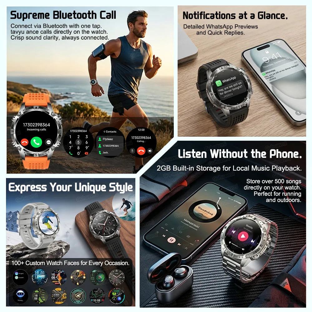 New Offline Map GPS Smart Watch 30meters Swim Waterproof 2GB Memory Bluetooth Call 100+ Sport Fitness Smart Watches For Man 2026