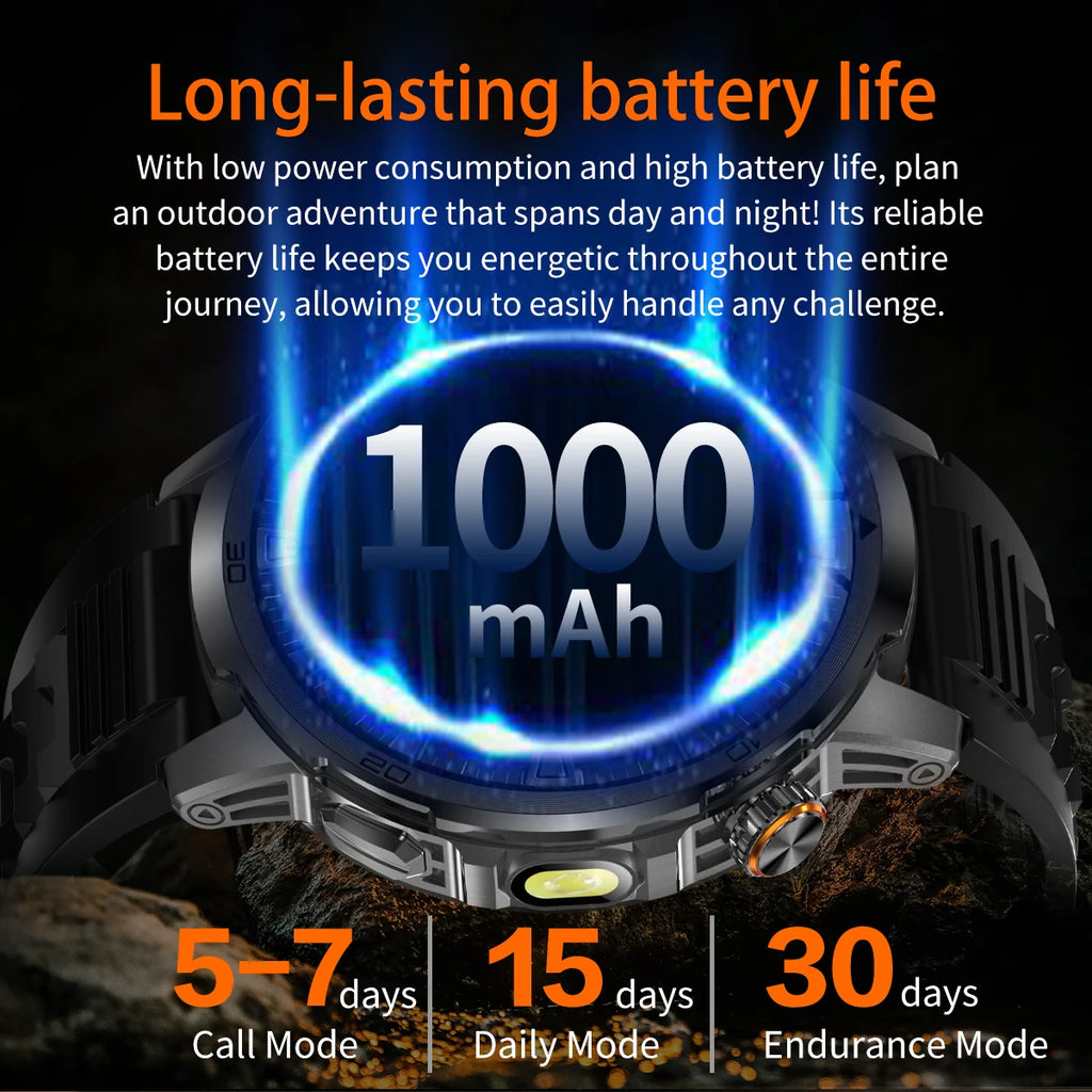 2026 Military T-Rex 3 Smart Watch Fitness Clock Men 466*466 AMOLED Screen 1000mAh Battery Flashlight Call Waterproof Smartwatchs