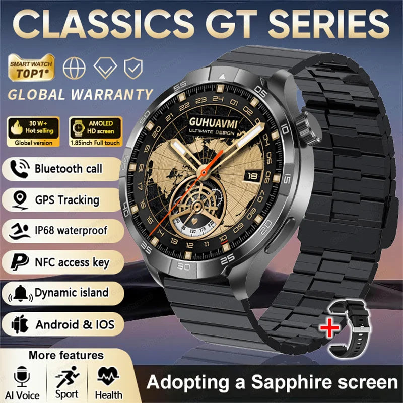 2026 Smart Watch Always display AMOLED NFC Bluetooth Call GPS trajectory Waterproof Health Sport Smartwatch Men for Android iOS