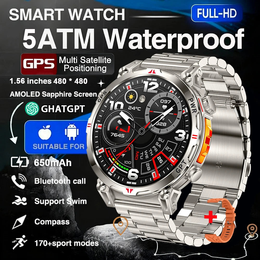 2025 New Professional GPS Sports Smart Watch Outdoor RIDE Run GPS track Swim Watchs Compass Altimeter 5ATM Sports Bracelets Men