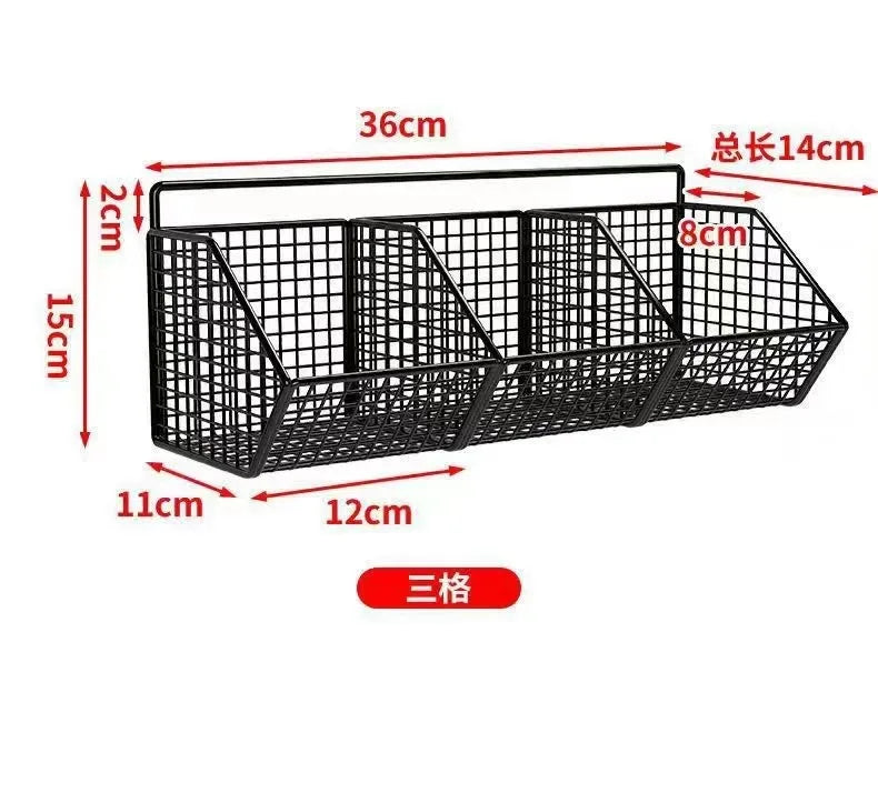 AOBT Wall-Mounted Green Onion Ginger Garlic Storage Rack Punch-Free Kitchen Multi-Functional Basket Organizer for Spices Herbs
