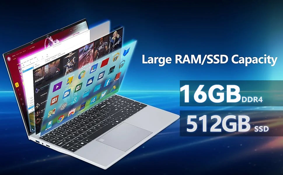 2026 Windows 11 Laptops 15.6 inch Laptop Fingerprint UnIock Intel Core i9-10980HK 16GB RAM 2TB SSD Backlight Gaming Notebook