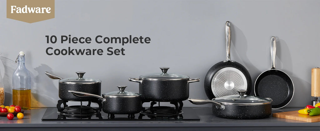 Nonstick Pots and Pans Set 10pcs, Induction hob Pan Set, Induction Compatible, Large Capacity Kitchen Cooking Pans Set