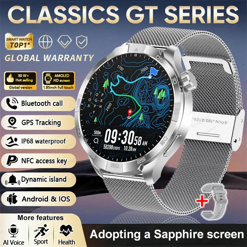 2026 Smart Watch Always display AMOLED NFC Bluetooth Call GPS trajectory Waterproof Health Sport Smartwatch Men for Android iOS