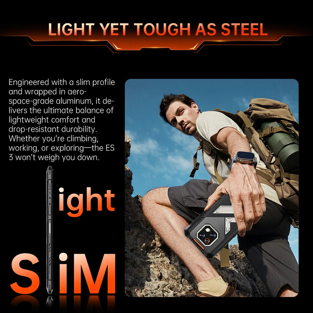 Cubot Rugged Smartphone Android 15 King Kong ES 3, 10200mAh Battery, Up to 16GB+256GB, 6.745" Screen, 120Hz,48MP Camera, NFC,GPS