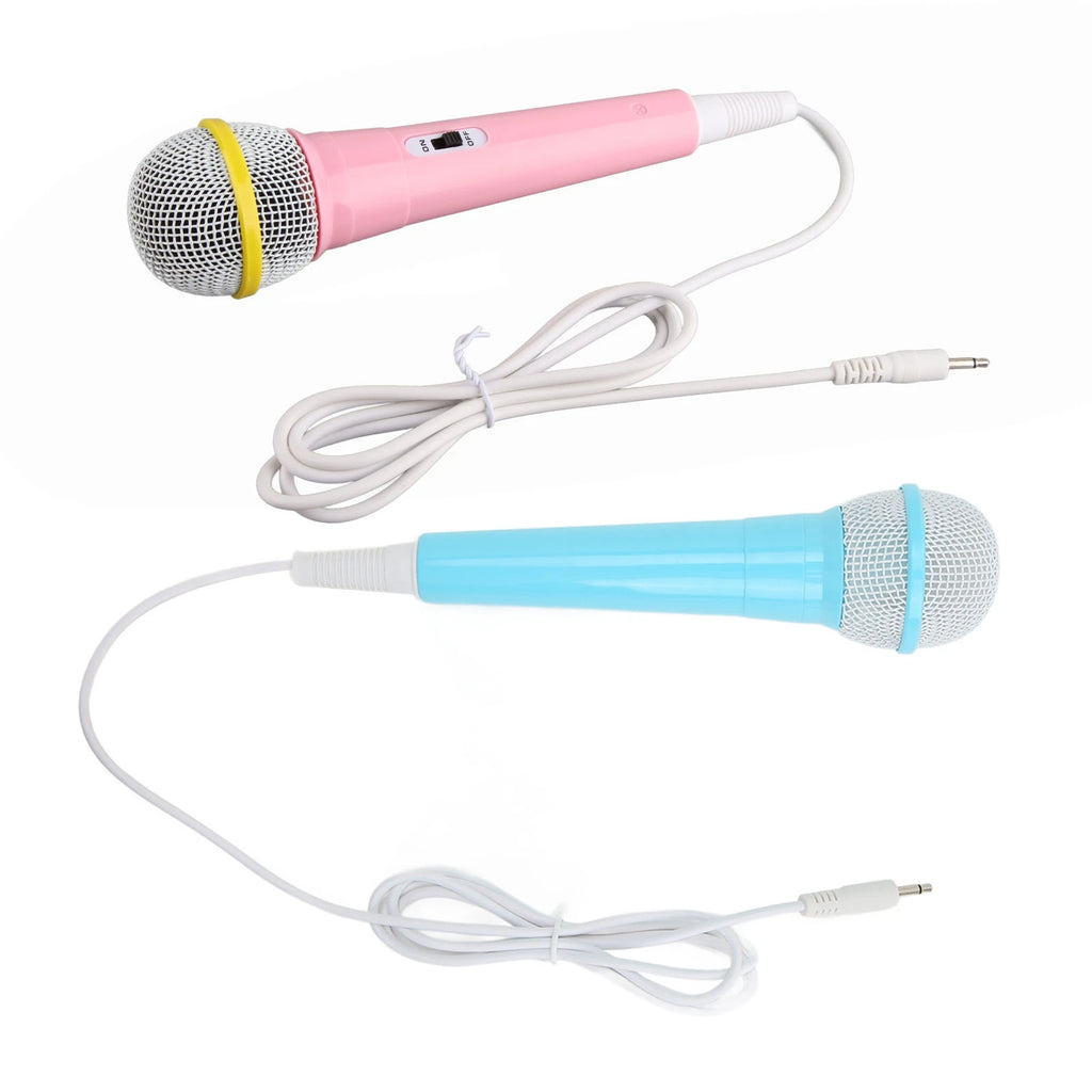 Kids Wired Microphone 3.5mm Plug Plastic Low Distortion Portable Child Singing Mic for Musical Instrument for Family Party