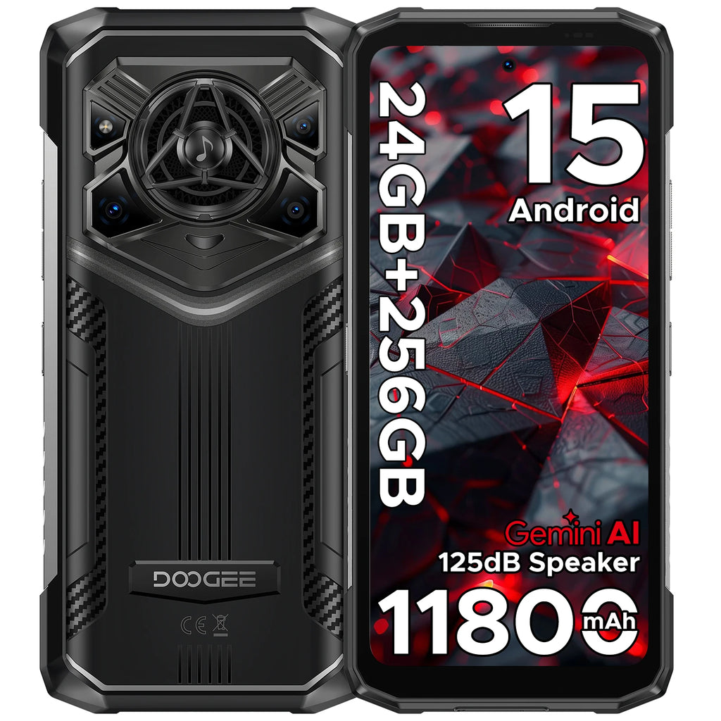DOOGEE Blade20 Pro Rugged Phone 6.6'' Screen Gemini AI 125dB Speaker 11800mAh Battery 24GB(6+18) 256GB Android 15 NFC Smartphone