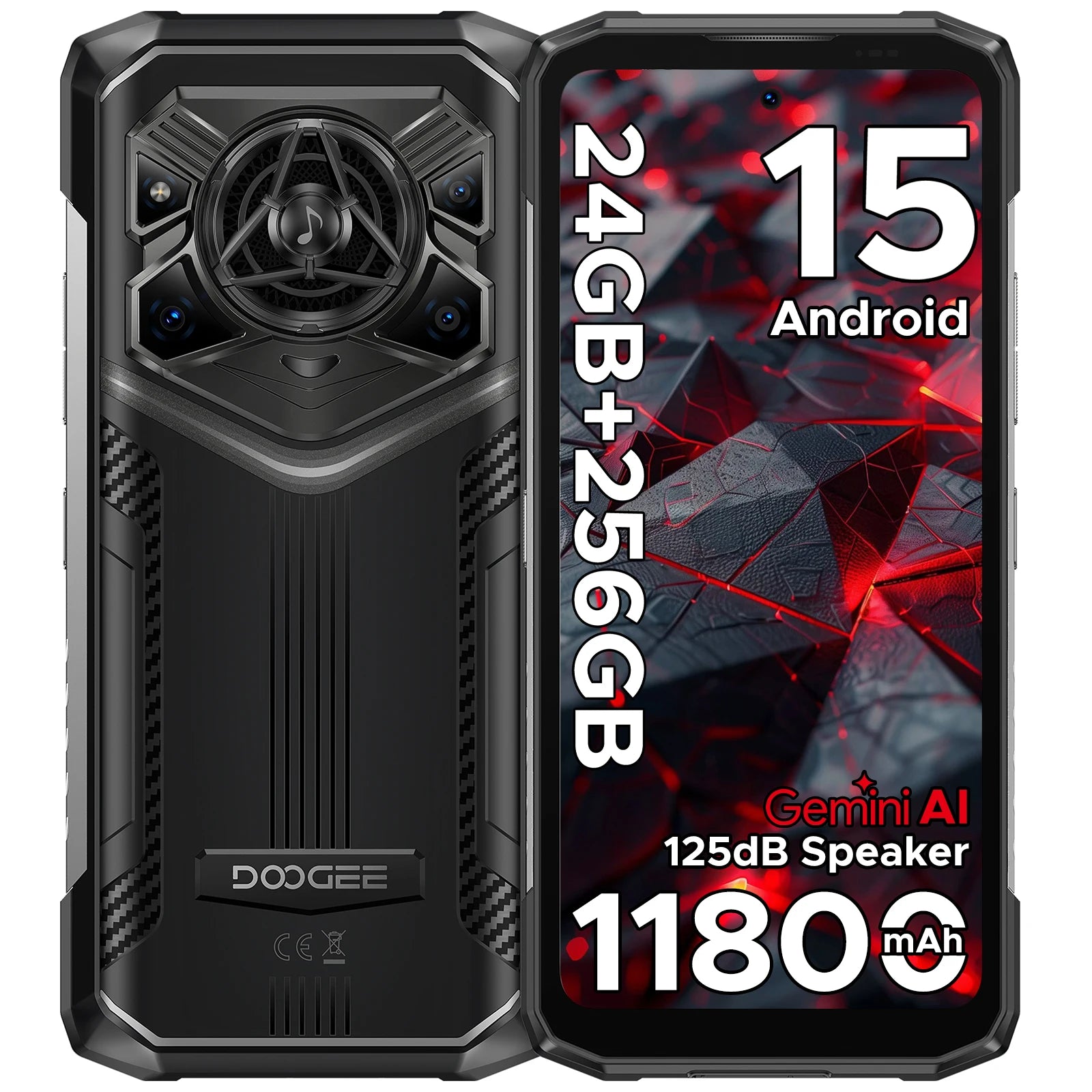 DOOGEE Blade20 Pro Rugged Phone 6.6'' Screen Gemini AI 125dB Speaker 11800mAh Battery 24GB(6+18) 256GB Android 15 NFC Smartphone
