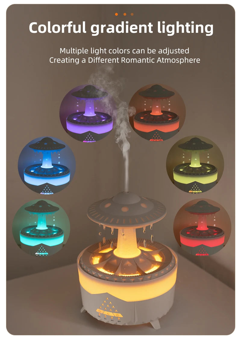 UFO Raindrop Humidifier Water Drop Air Humidifier USB Aromatherapy Essential Oils Aroma Air Diffuser Household Mist Maker Home D