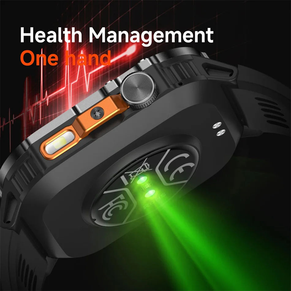 2026 New Outdoor Military Smart Watch 1200mAh Battery GPS HD Call Health Monitoring 2.01-inch Waterproof Sports Smartwatch Men