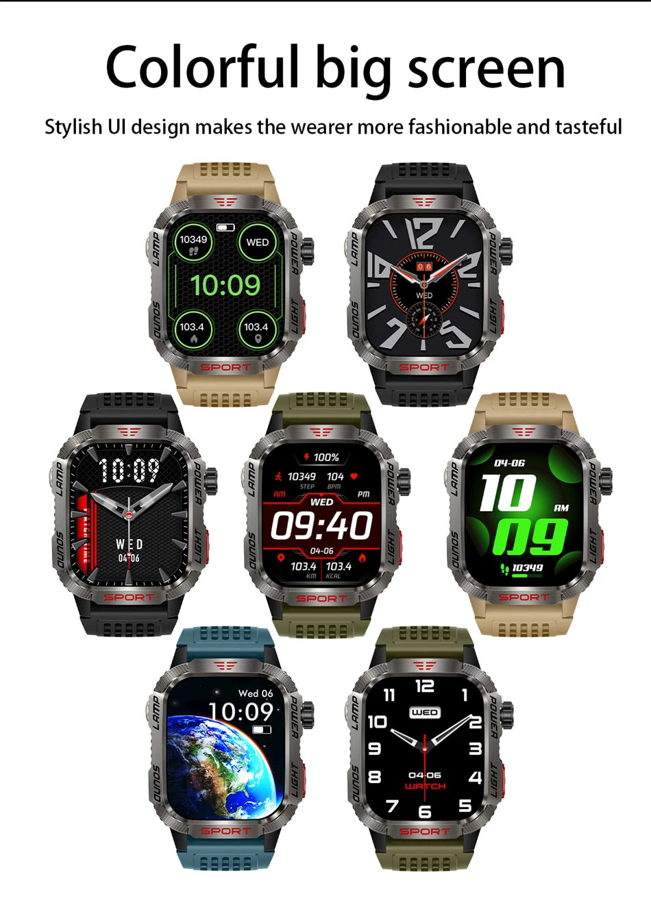 New Military GPS Smart Watch Men Flashlight Compass Waterproof 600mAh Battery Outdoor Sport Tracker Bluetooth Call Smartwatch