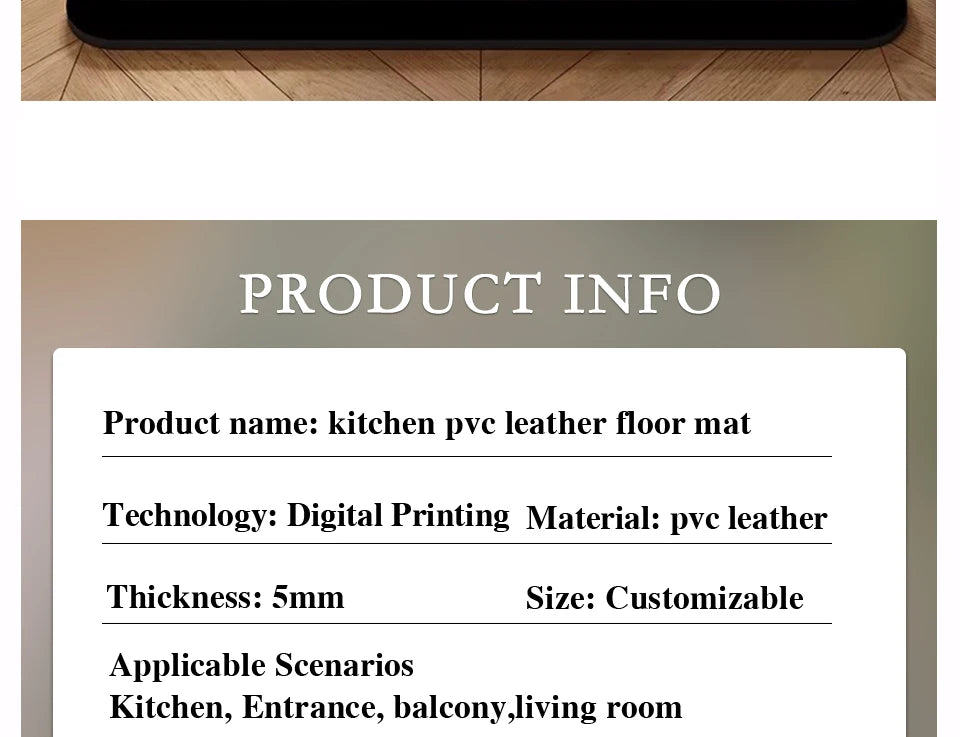 Kitchen Rug PVC Waterproof Leather Carpet Oil-proof Non-Slip Floor Mat Black Checkered Rugs Long Strip Carpets Home Decor 주방용 러그