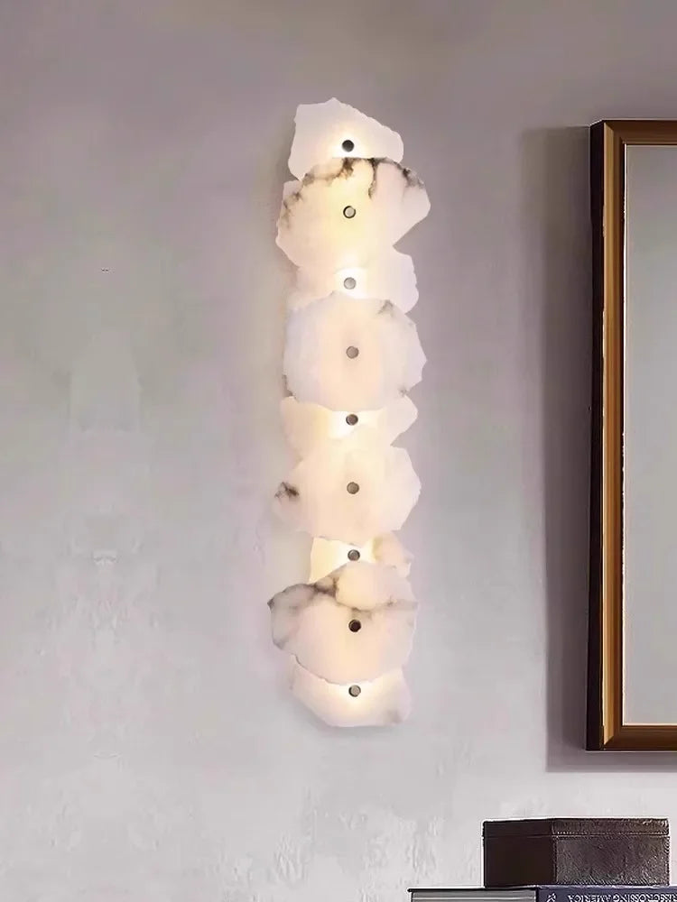Modern Natural Marble All Copper LED Wall Lamp Dining Room Bedroom Bedside Living Room Indoor Creative Decoration Wall Light