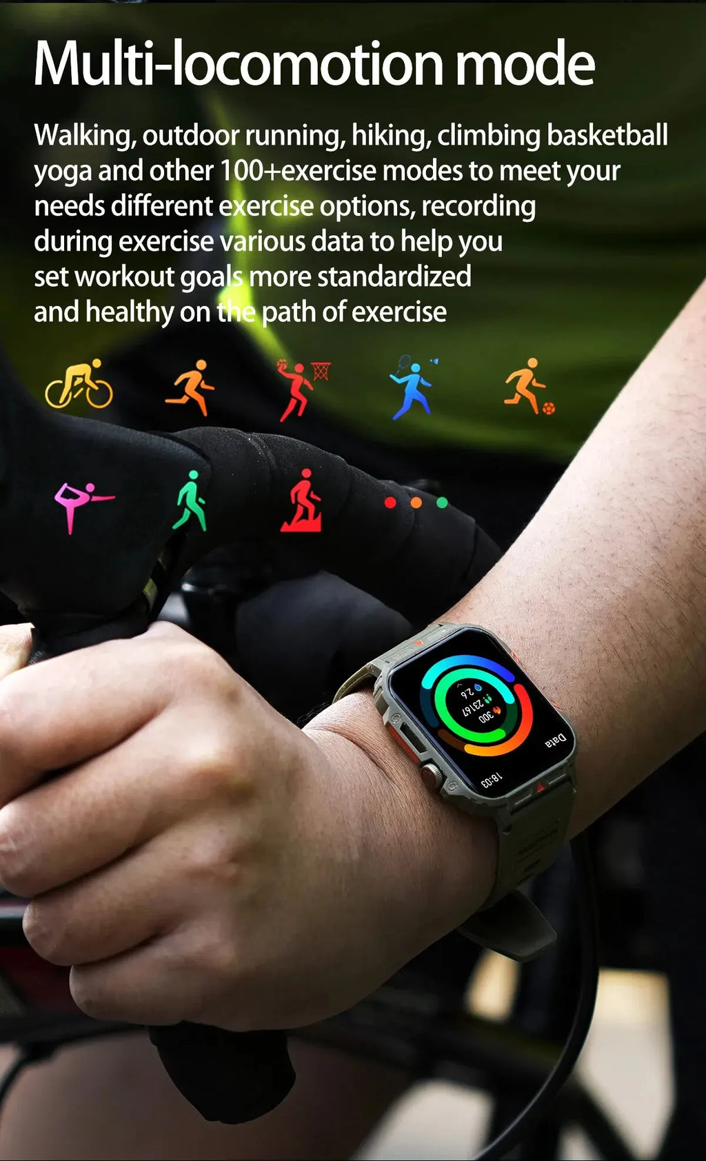 2025 New Rugged Military Sports Smart Watch 1.95 inch 300mAH Bluetooth Fitness Tracker reloj hombre Smarthwhatch For Android IOS
