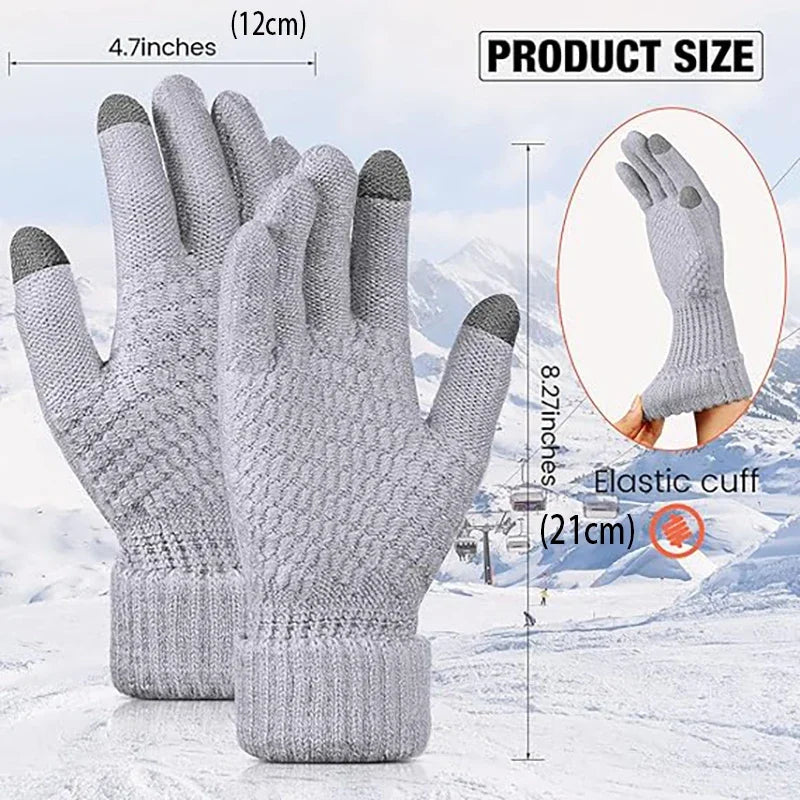 Winter-lined Gloves for Both Men and Women - Thickened Elastic Touch Screen Compatible, Cold-proof and Warm Gloves