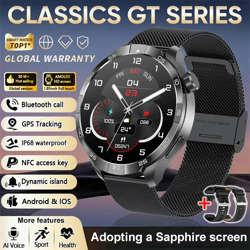 2026 Smart Watch Always display AMOLED NFC Bluetooth Call GPS trajectory Waterproof Health Sport Smartwatch Men for Android iOS