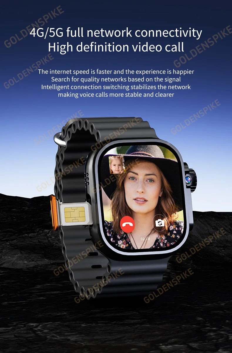 DW100 Pro Android Smartwatch Fingerprint Unlock Control Smart Watch 256GB ROM Free Download App WIFI GPS Camera 2.29inch Amoled