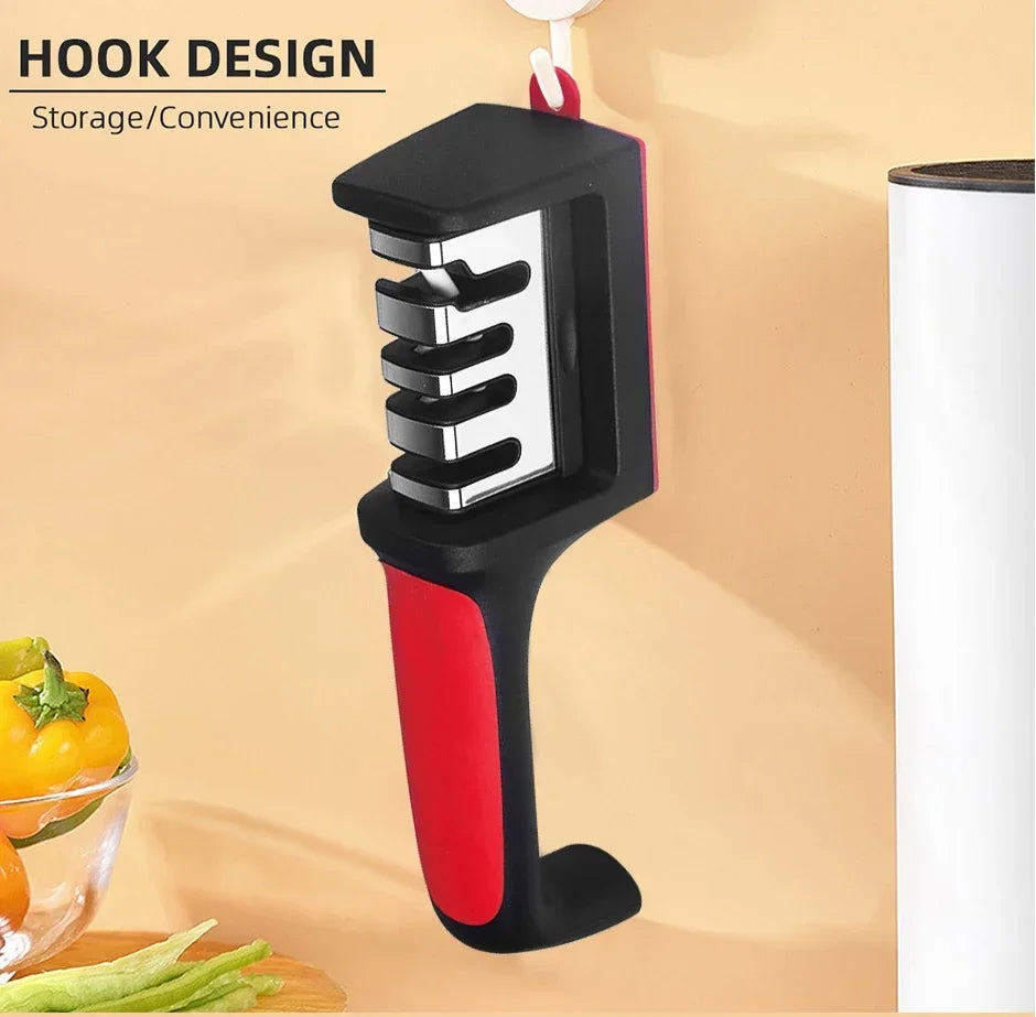 3/4-Segment Kitchen Knife Sharpener Household Multi-Functional Hand-Held 3/4-Purpose Black Sharpening Stone Sharp Knife Tools