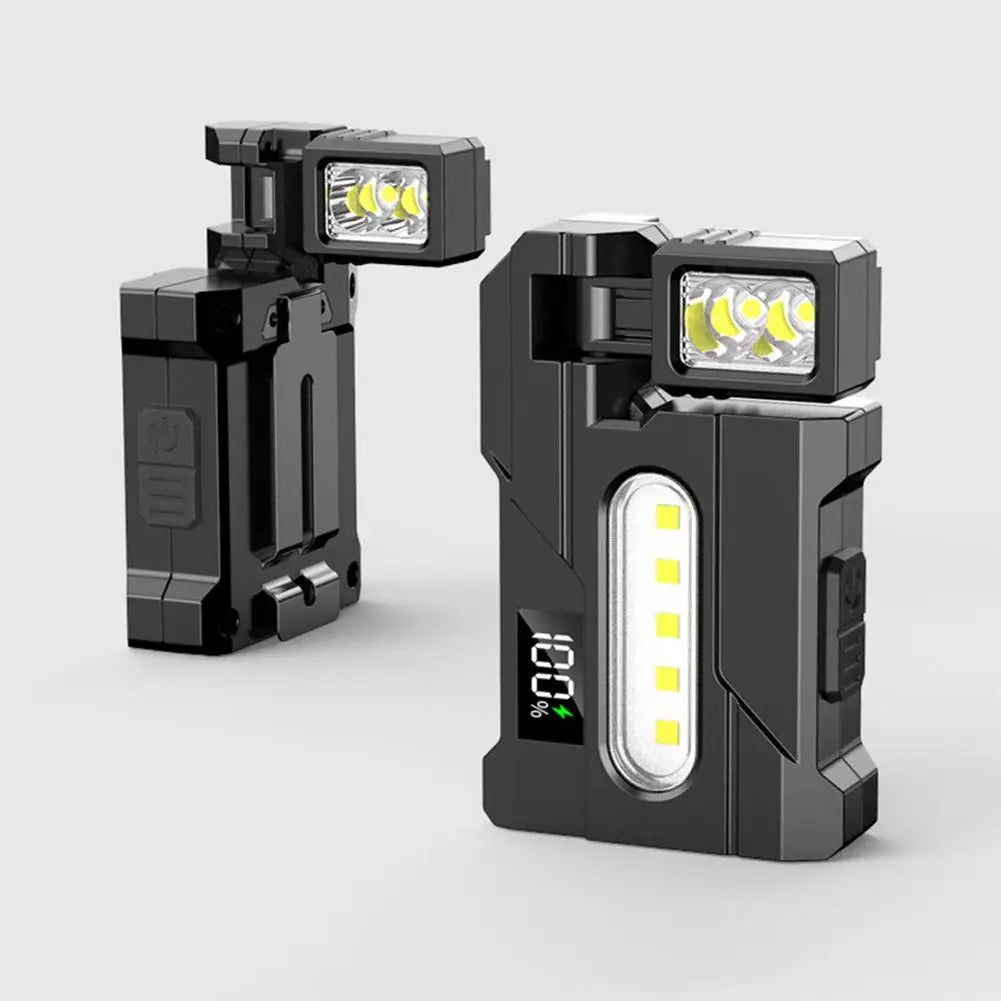 Outdoor Adjustable Angle Flashlight 1200 Lumens COB LED Zoomable Work Light USB Rechargeable Torch for Camping Hiking
