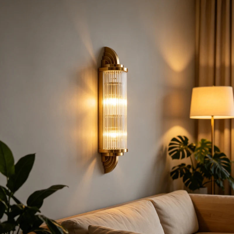 Art Decor Wall Light Clear Glass Gold Metal Creative Sconce Lamp For Living Room Hotel Indoor Bedroom E14 Bulb