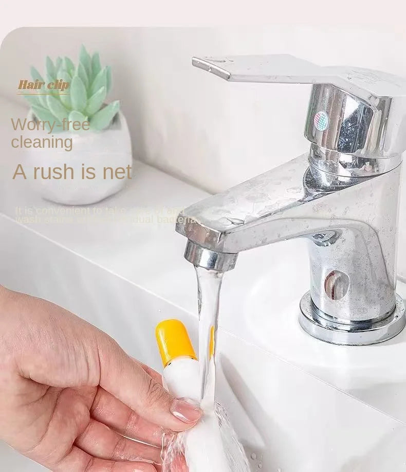 2-in-1 Cute Duck Shaped Double-head Design Cleaning Clip Dust Stain Removal Shovel - Bathroom Cleaner Tool With Drainage Hole