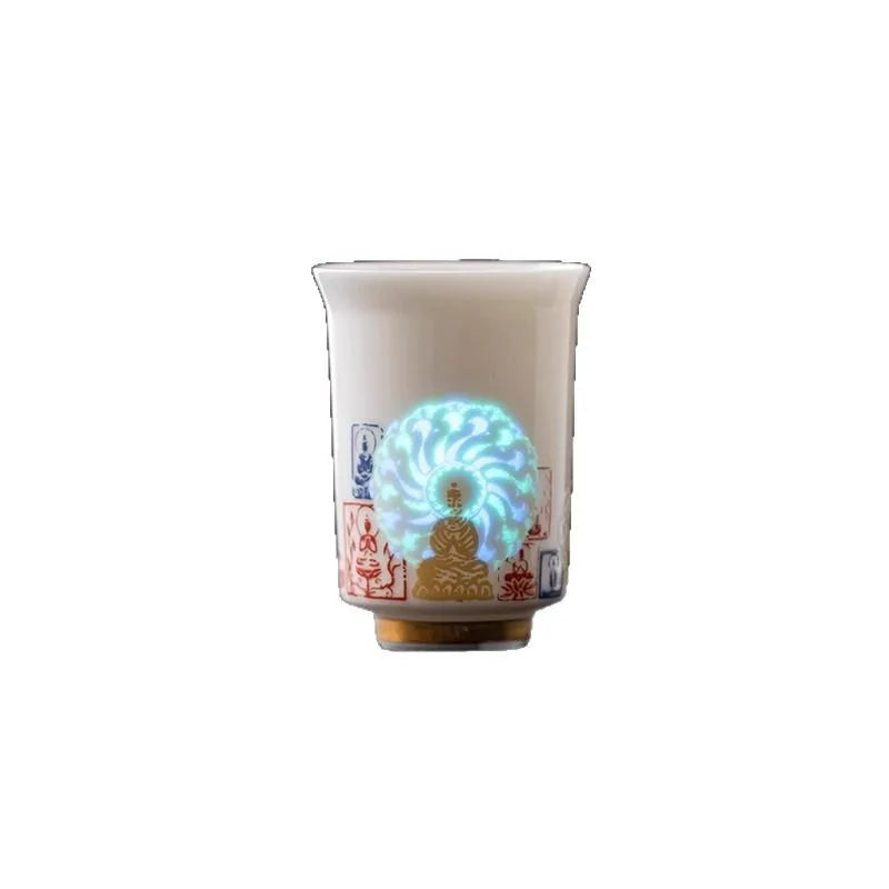 Chinese Style Dunhuang Buddhist Luminous Ceramic Tea Cup Personal Master Cup Household Drinking Gift Teacup