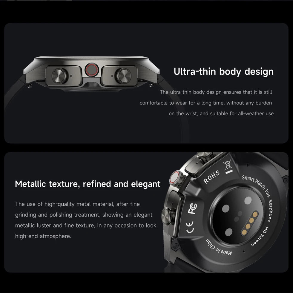 Music Smartwatch With Built-in Headphones Heart Rate Health Monitor 1.43-inch AMOLED HD Screen Men's Watch Women Sports Modes