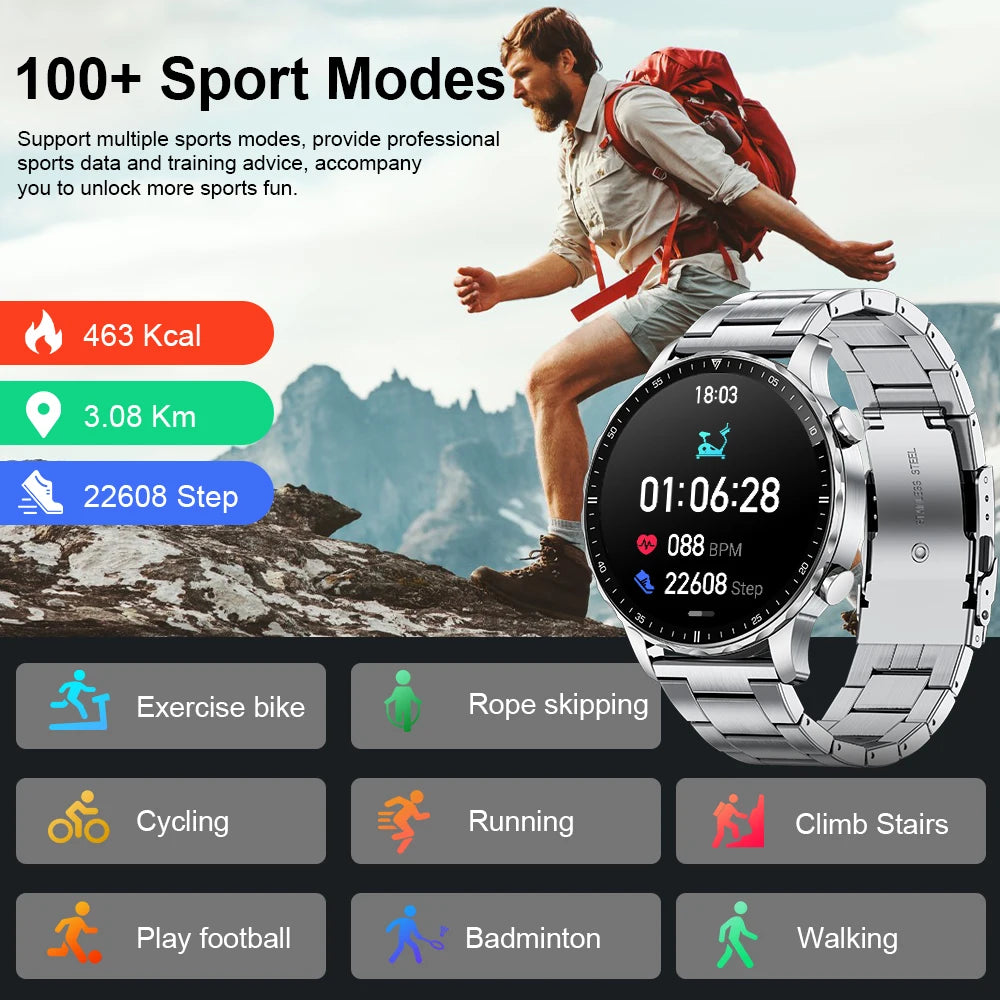 LIGE 2026 New Smart Watch Men Blood Oxygen Health Monitor Men's Watches AI Voice Assistant Bluetooth Call Men Sports Smartwatch