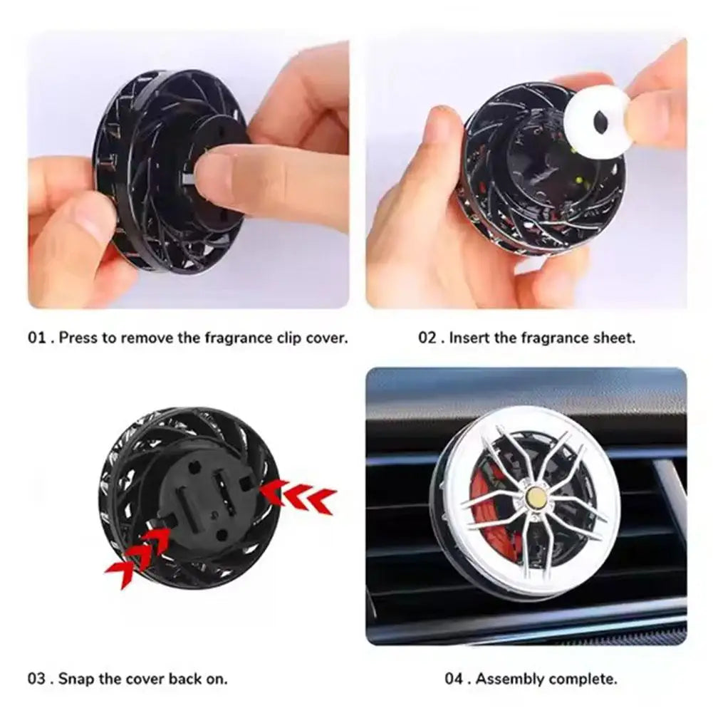 Car Air Freshener Rotatable Clip Auto Wheel Hub & Air Vent Fragrance Tire Fragrance Clips Decorative Car Accessories