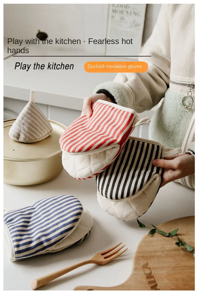 1PC  Heat-insulating Gloves Potholder Kitchen Anti-scald Microwave Gloves High Temperature Resistant Kitchen Baking Oven Gloves