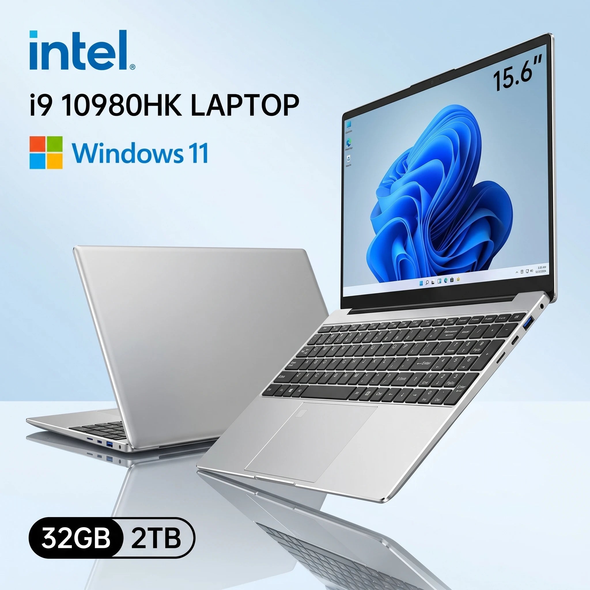 NEW 15.6Inch Portable Laptop Intel Core i9 10980HK  32GB 2TB Windows11 Office Fingerprint Unlock Gaming Notebook Computer PC