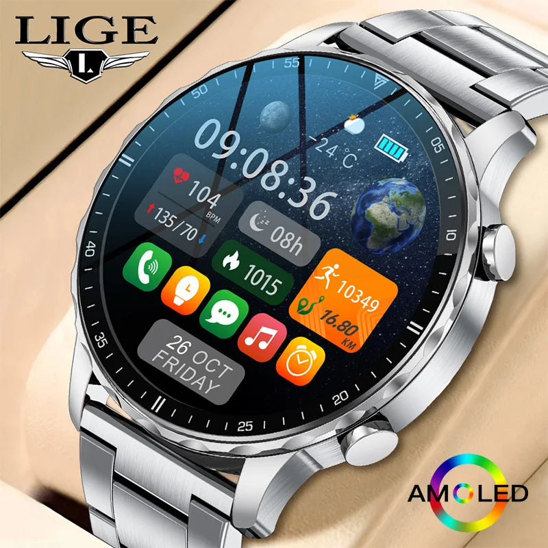 LIGE 2026 New Smart Watch Men Blood Oxygen Health Monitor Men's Watches AI Voice Assistant Bluetooth Call Men Sports Smartwatch