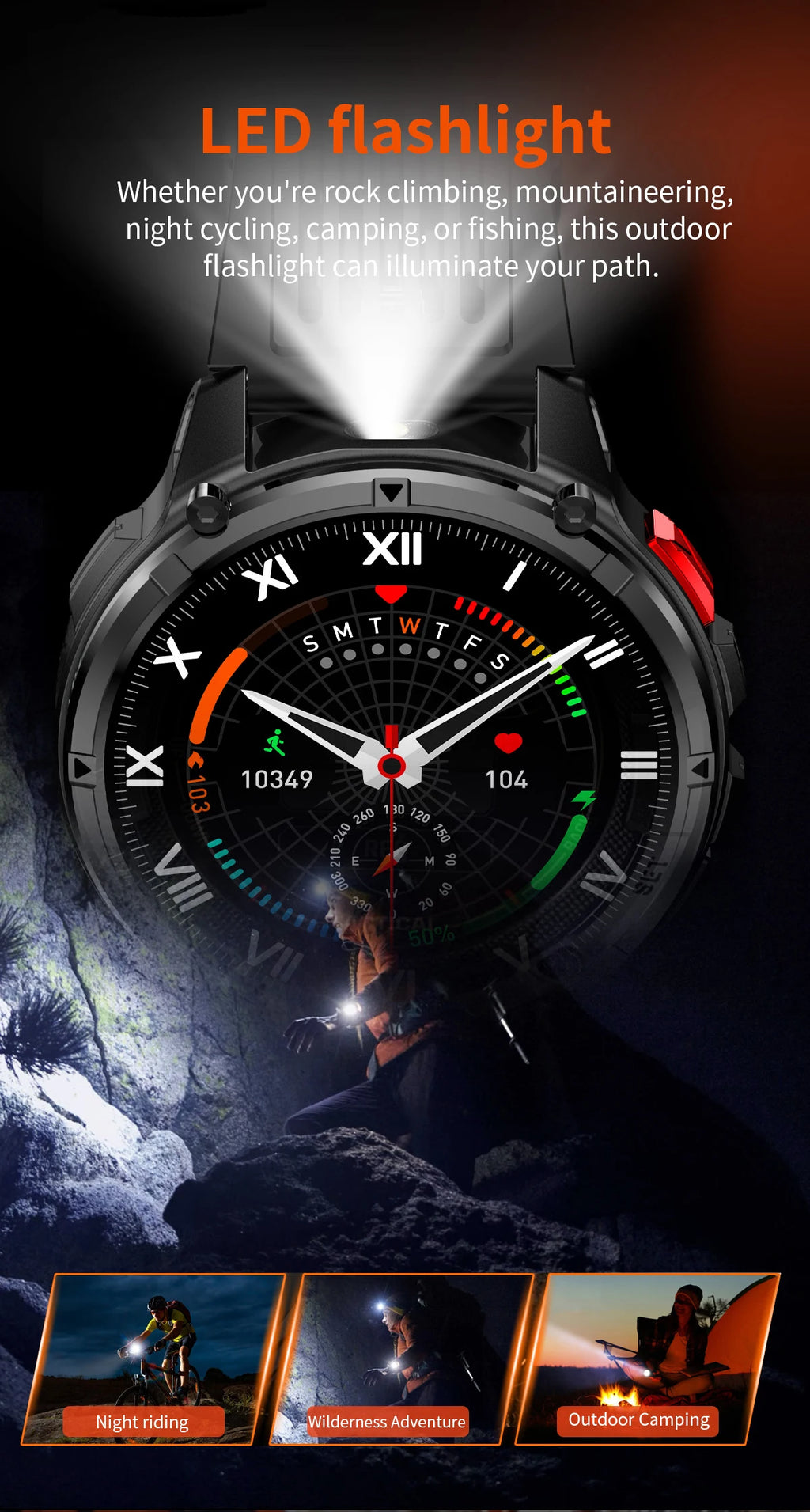 LIGE New Outdoor Sport Tracker Smart Watch Men 1100mAh Large Battery Long Standby Time Bluetooth Call IP68 Waterproof Smartwatch