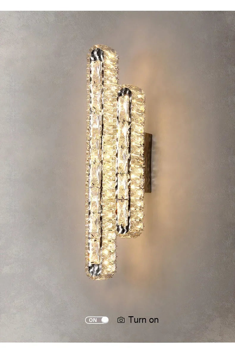 Postmodern Luxury Linear Crystal Wall Light Gold Metal Base G9 Led Wall Sconce 4 Styles Optional Bedroom Bathroom Hotel Lobby