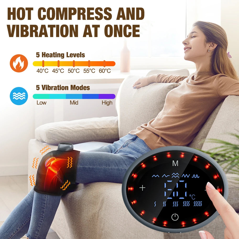 3 in 1 Cordless Thermal Knee Pad Knee Shoulder Massager Vibration Leg Arm Joint Brace Muscle Relax Joint Brace Muscle Relaxation