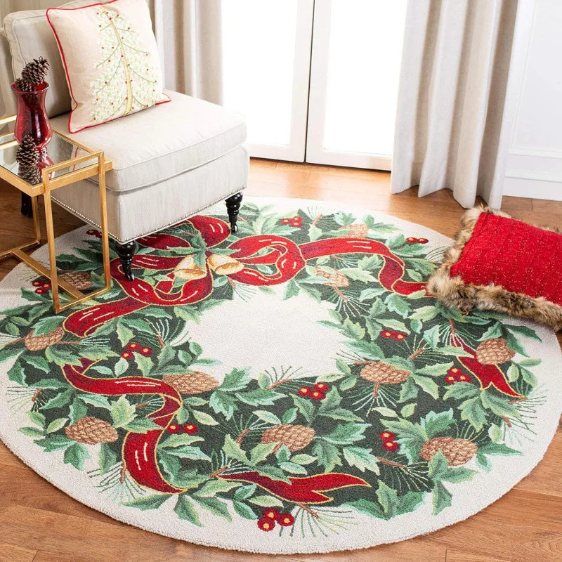 Colorful Floral Wreath Round Rug with Butterflies & Sunflowers – Nature-Inspired Home Decor for Living Room or Bedroom